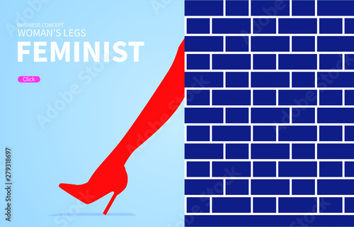 Female legs out of the wall