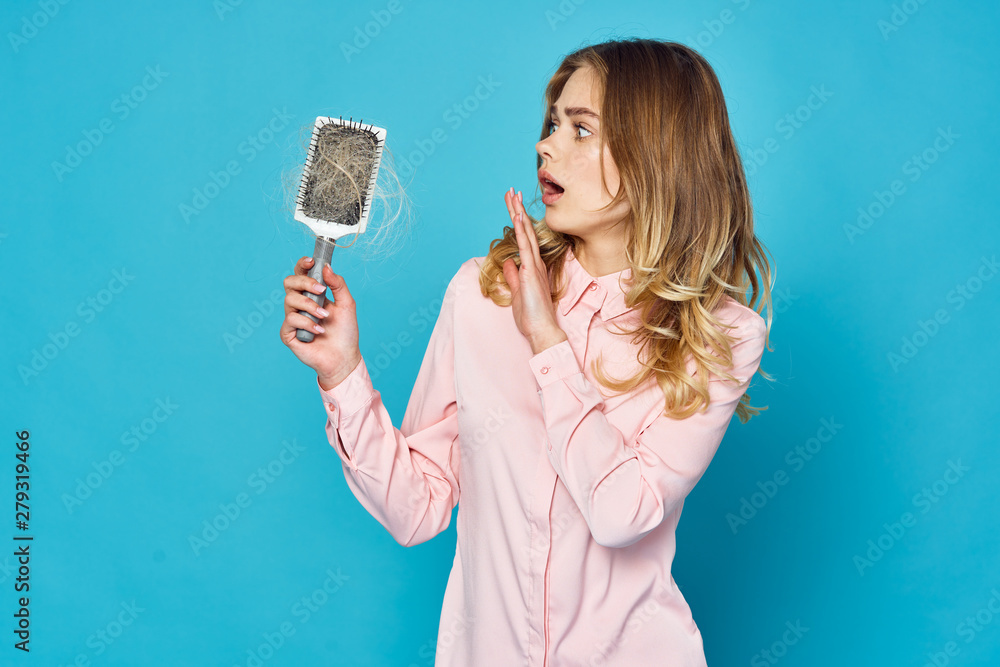 young woman with hairbrush young woman with hairbrush