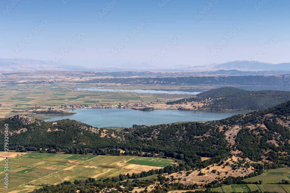 Lakes Zazari and Hemaditida from a height (northwest Greece, Macedonia)