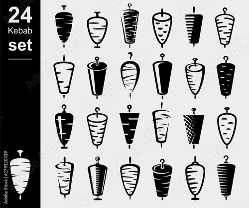 Kebab set. Collection icon kebabs. Vector