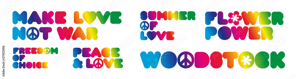 Slogans of the "hippie years"	 - obrazy, fototapety, plakaty 
