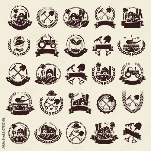 Farm labels and elements set. Collection icon farm. Vector