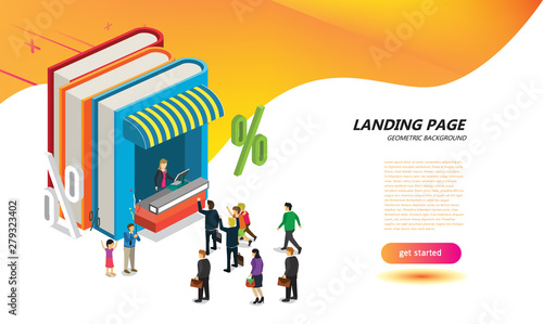 on line book store for landing page layout design template