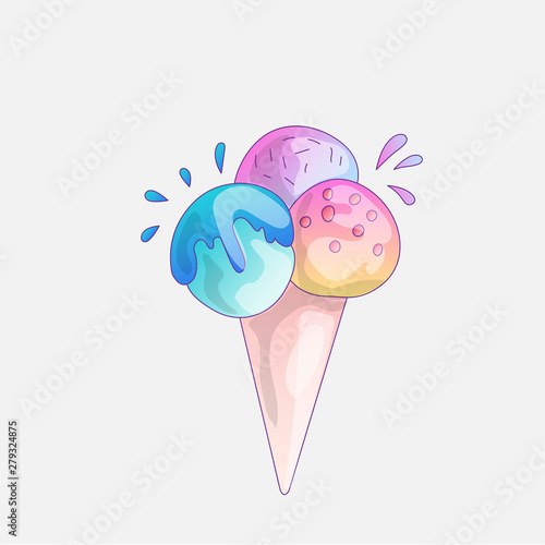 Εκτύπωση καμβά ice cream scoop cartoon icon