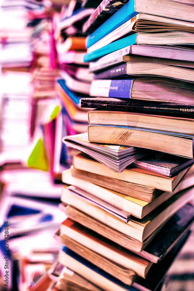 Stack of books in a library Stack of books in a library