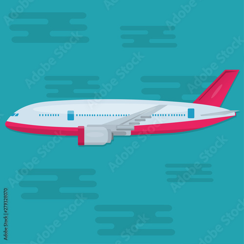 commercial airplane flying on the sky vector illustration