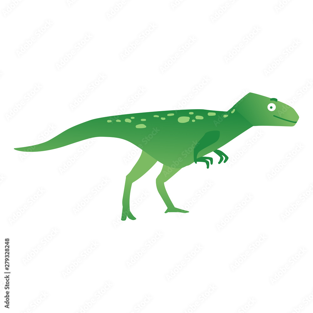 Fototapeta premium Green predatory dinosaur or dino, funny prehistoric animal velociraptor.
