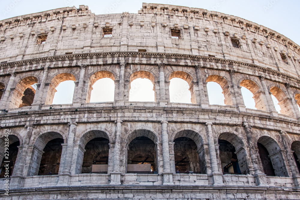 Closeup shot of Colosseum in Rome