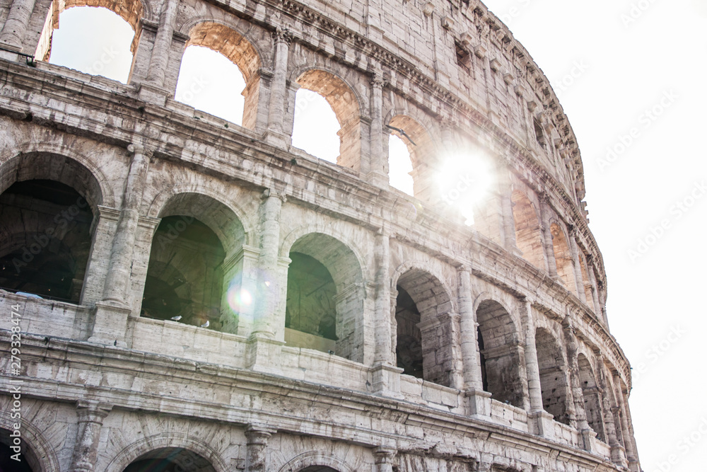 Closeup shot of Colosseum in Rome