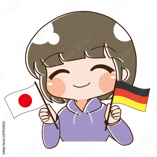 ベクター・日本とドイツを応援する人