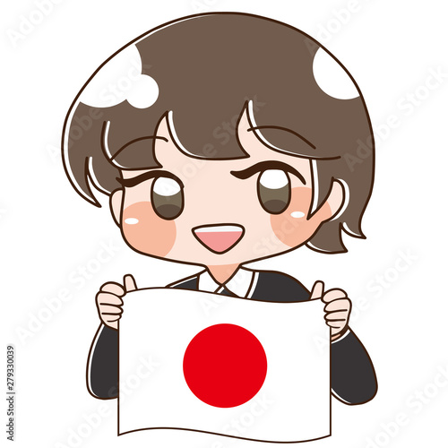 ベクター・日本の旗を持つ人