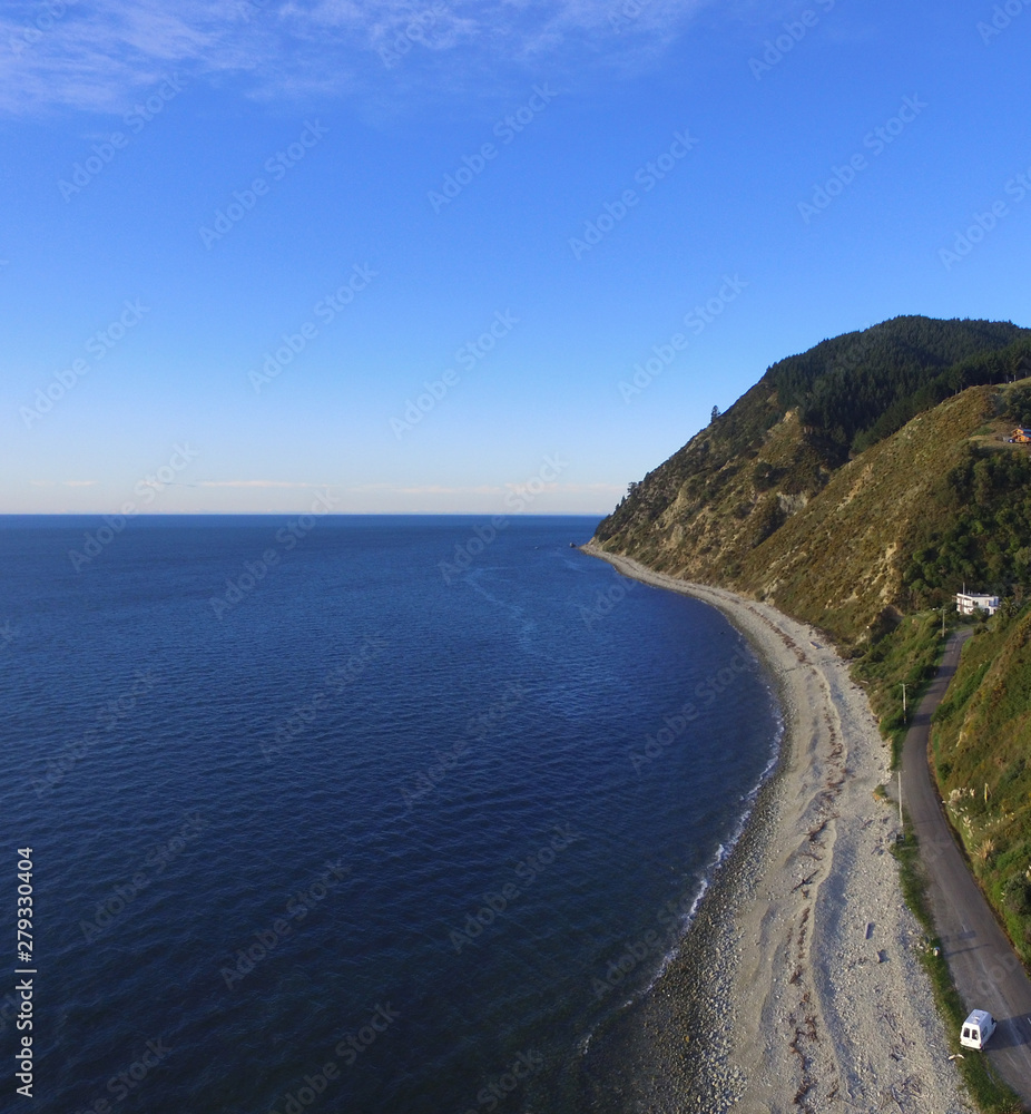 coast of Pacific sea drone shot coast of Pacific sea drone shot