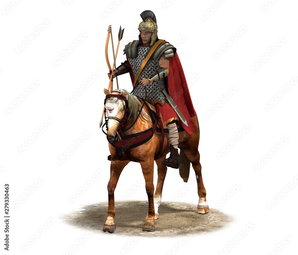 rider, warrior on horseback, 3D rendering, 3D illustration