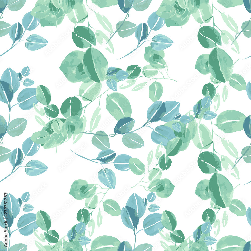 Trendy foliage eucalyptus pattern, great design for any purposes. Botanical vector illustration.