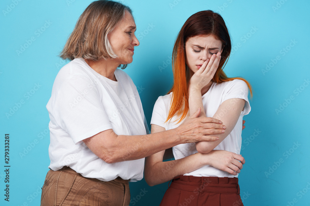 bruised hands grandmother with granddaughter bruised hands grandmother with granddaughter