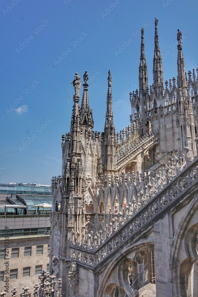 Beautiful roof of the Duomo cathedral in Milan.