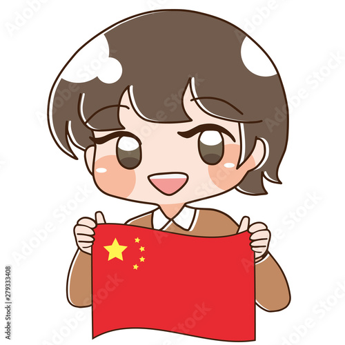 ベクター・中国の旗を持つ人