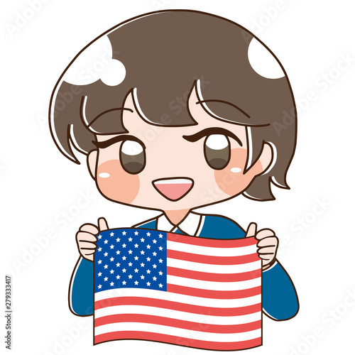 ベクター・アメリカの旗を持つ人