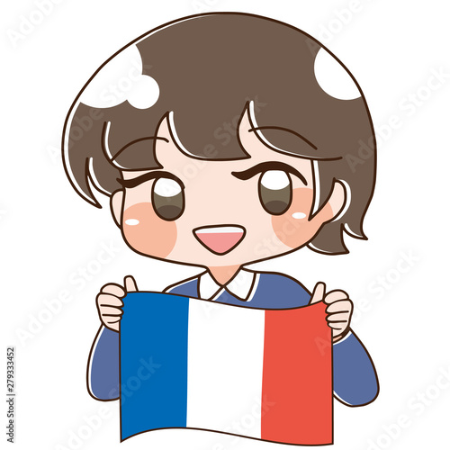 ベクター・フランスの旗を持つ人