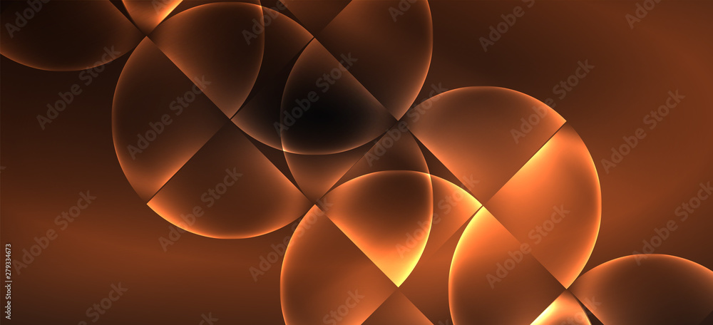 Neon glowing techno lines, hi-tech futuristic abstract background. Template with abstract shapes in dark space