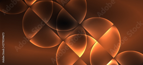 Neon glowing techno lines, hi-tech futuristic abstract background. Template with abstract shapes in dark space