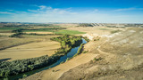Aerial view to river in field,Castilla  y Leon, Spain