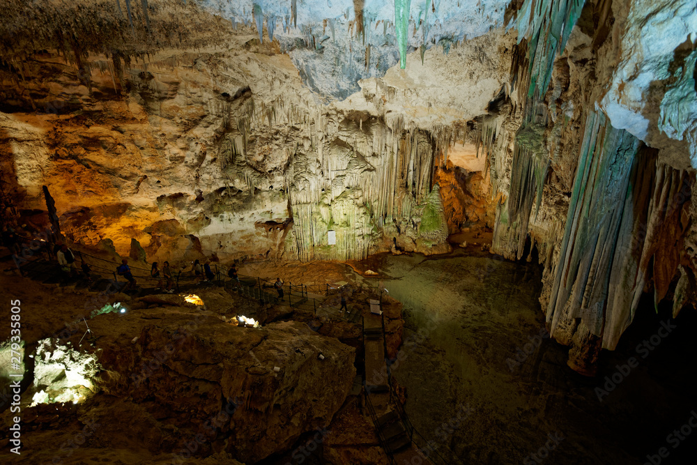Imposing limestone cave (Tropfsteinhöhle) Grotta di Nettuno in Sardegna (Italy)