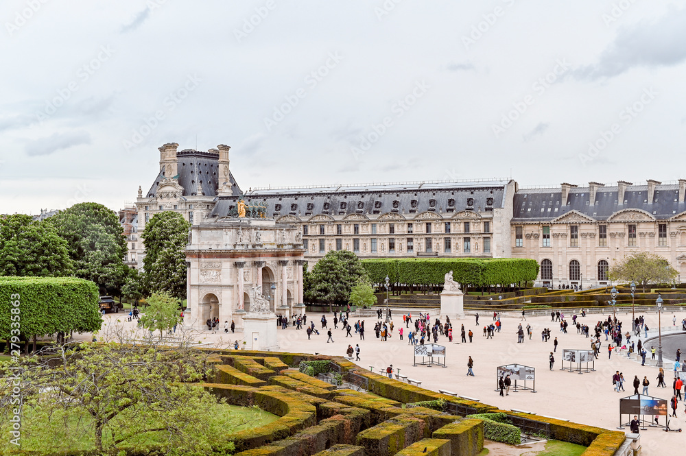 Alley near the Louvre. Spring in Paris. Travel and tourism in the main cities of the world.