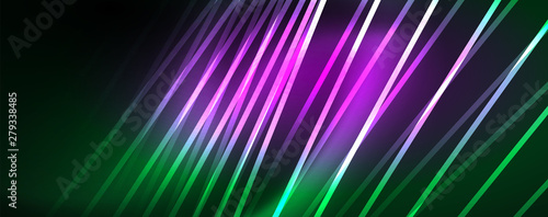 Vector neon light lines concept, abstract background