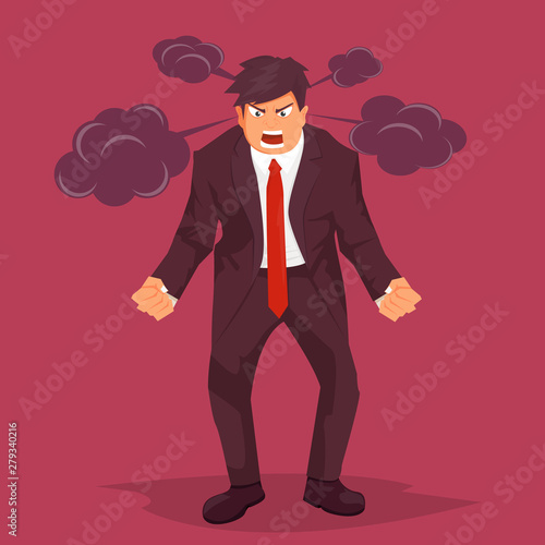 Furious outraged business man with steaming smoke from his head