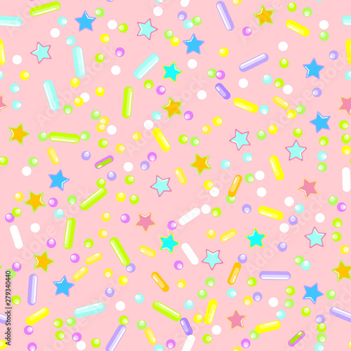 Sprinkle Cupcake Donut Topping. Seamless Pattern 