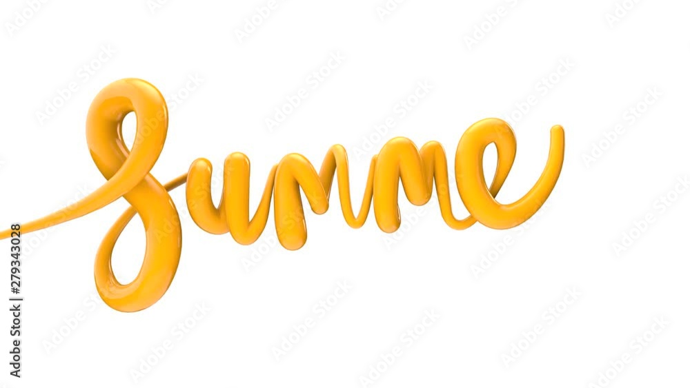 Summer bright bubble script typography write on word background 3D Render Summer bright bubble script typography write on word background 3D Render