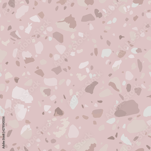 Terrazzo floor texture. Vector seamless pattern of Venetian mosaic flooring