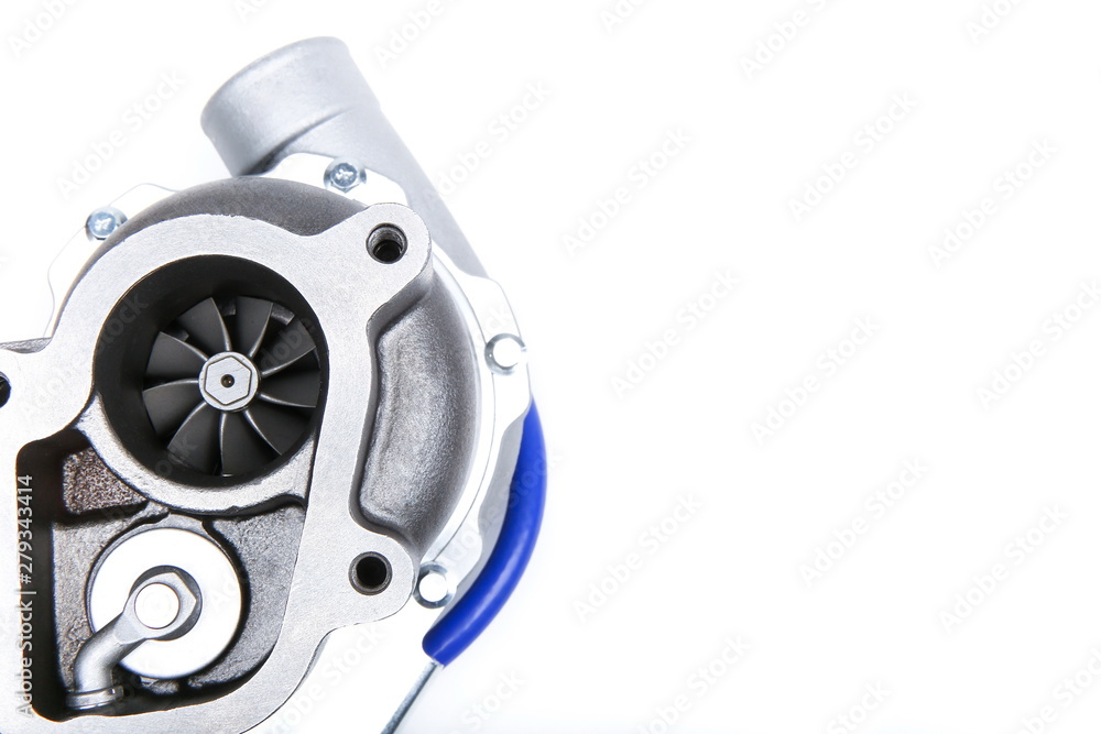 background of new turbocharger with copy space. beautiful photo of turbo charger. background of car spare parts. increase engine power. spare part for car engine tuning background of new turbocharger with copy space. beautiful photo of turbo charger. background of car spare parts. increase engine power. spare part for car engine tuning