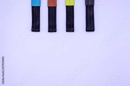 leather colourful key holder in white background