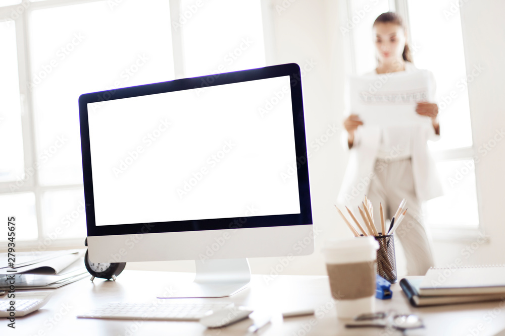 Group of Business People Working on an Office Desk Group of Business People Working on an Office Desk