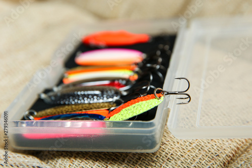 Wallpaper Mural triple-hook bait is on the box with fishing baits Torontodigital.ca