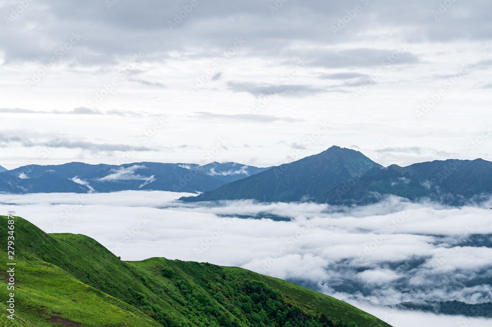The clouds sea and sunrise in the mountains in West Sichuan, China. The clouds sea and sunrise in the mountains in West Sichuan, China.