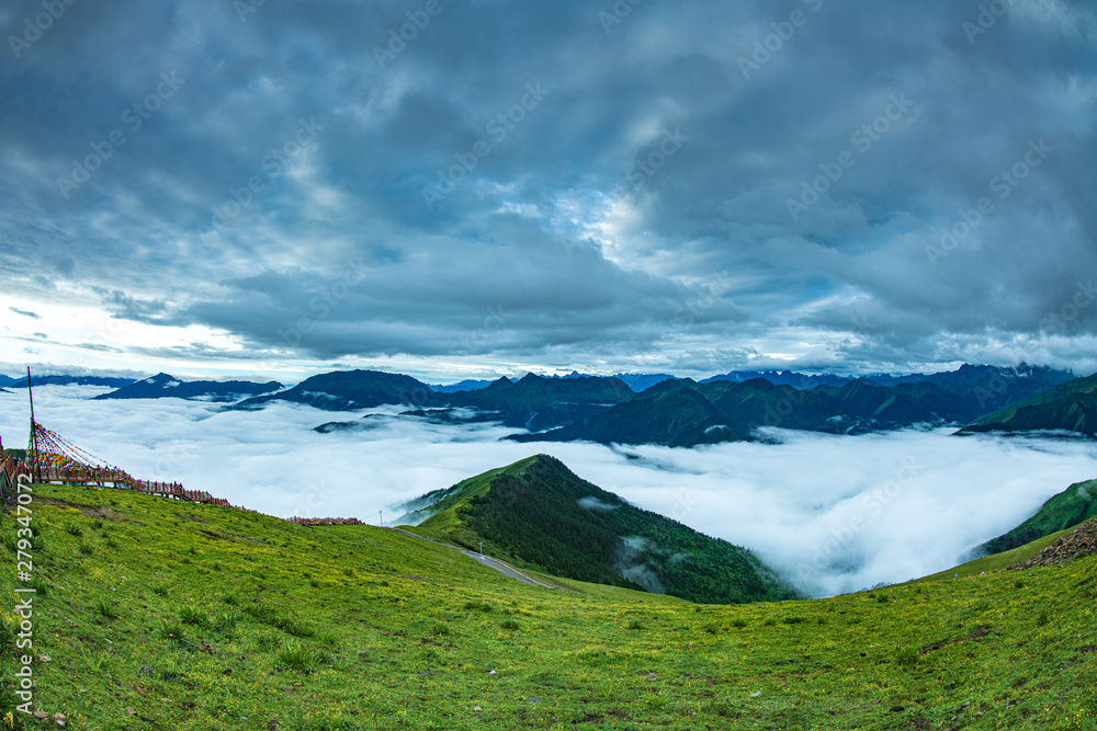 The clouds sea and sunrise in the mountains in West Sichuan, China. The clouds sea and sunrise in the mountains in West Sichuan, China.