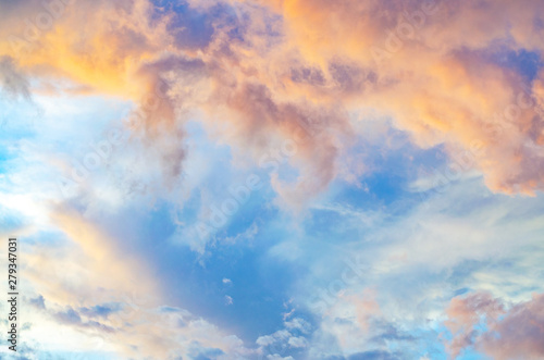 Beautiful sunset sky clouds with dramatic light. © stpadcharin