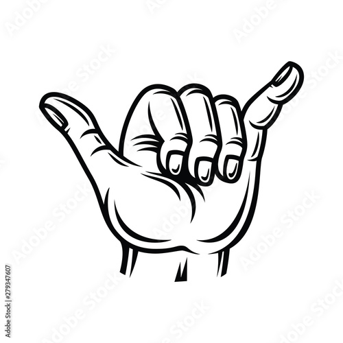 Shaka hand vector sign. Hang loose symbol - Vector