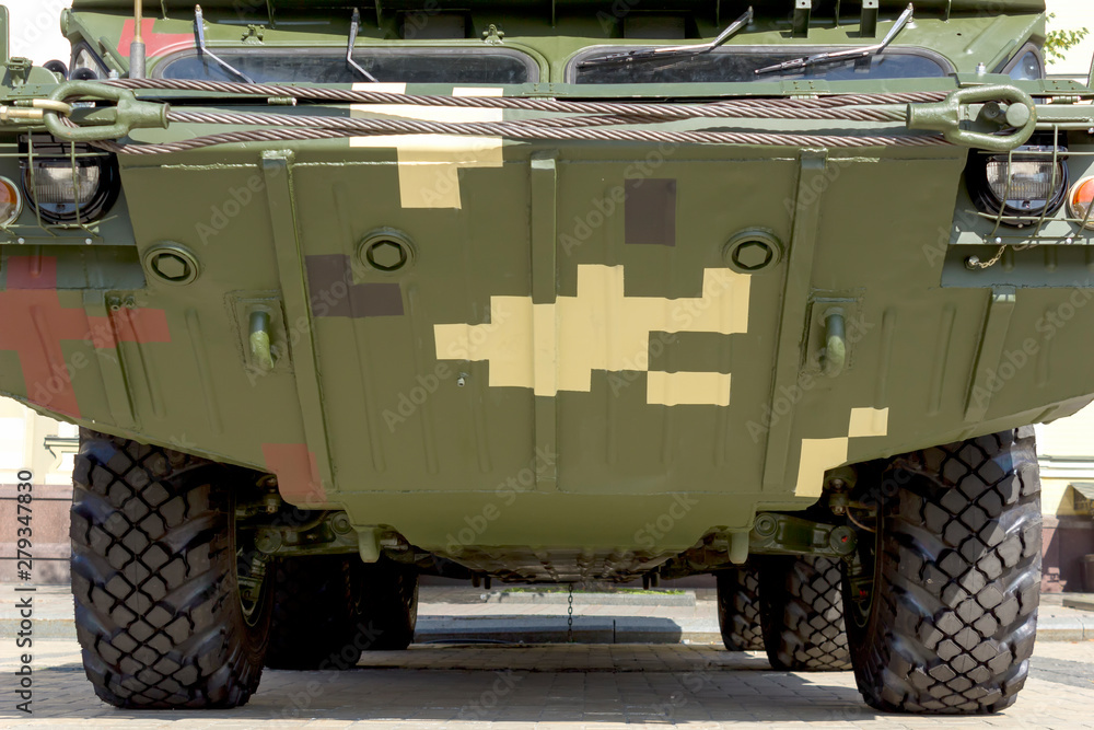 Armored fighting combat vehicle. Close-up combat military equipment. Armored fighting combat vehicle. Close-up combat military equipment.