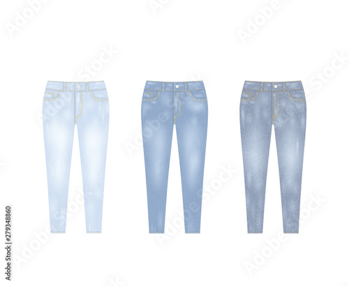 Set of blue vector jeans isolated
