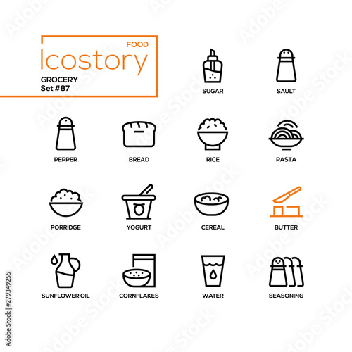 Quadro em tela Grocery - modern line design style icons set