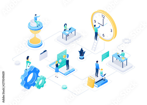 Time management - modern colorful isometric vector illustration