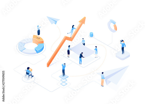 Business growth - modern colorful isometric vector illustration