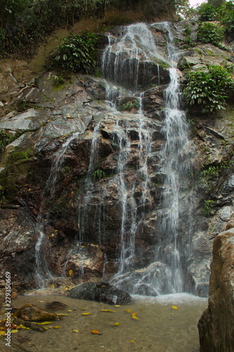 Upper fall of Marinka waterfalls near Minca in Colombia