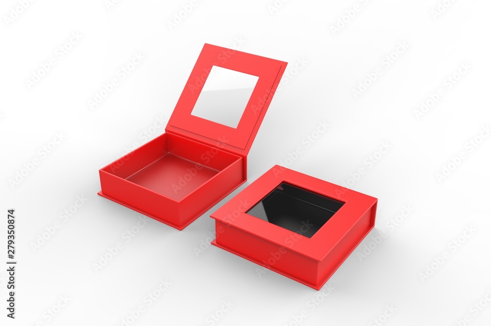 White blank square hard window box for branding mock up template, 3d illustration. White blank square hard window box for branding mock up template, 3d illustration.