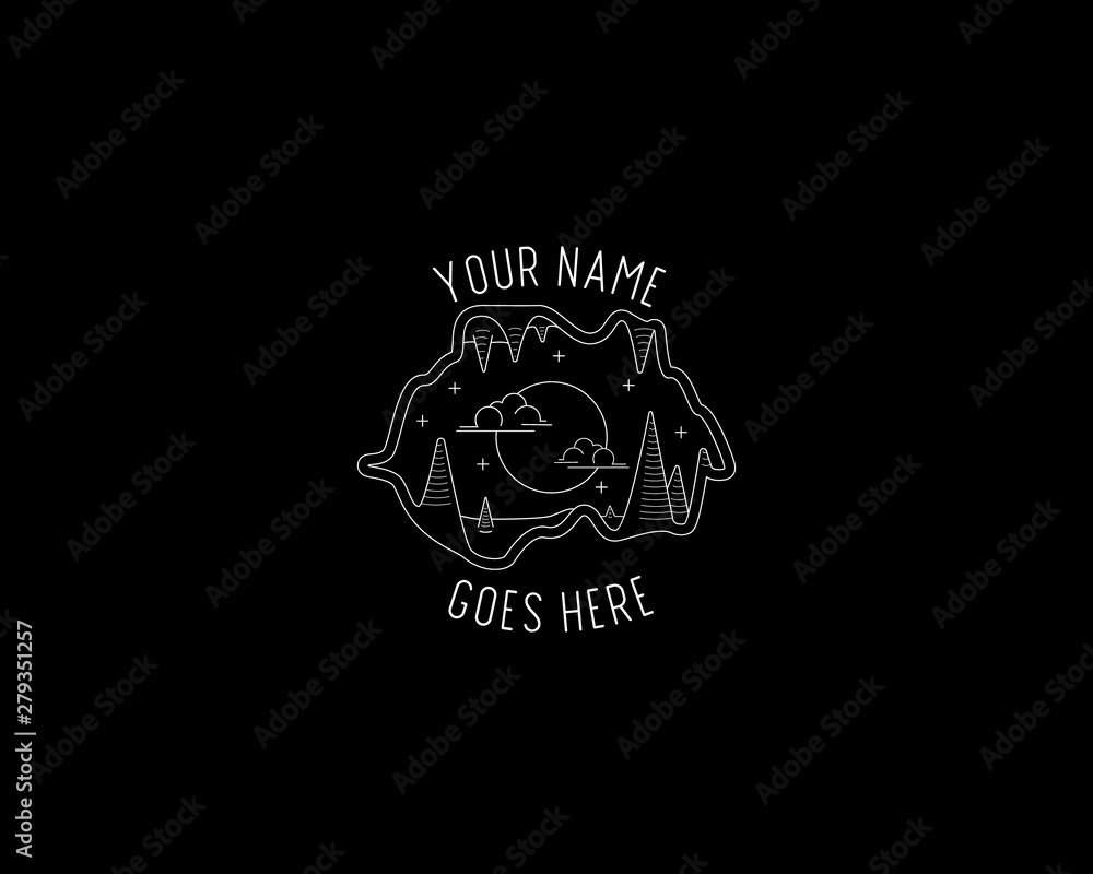 Fototapeta premium Flat Monoline Cave Logo Concept