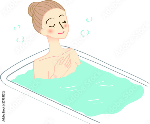 入浴する女性のイラスト　美容